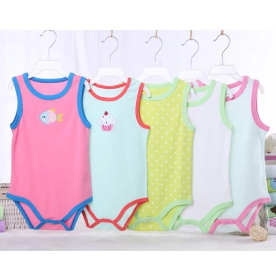 3 5Pcs Baby Boy Girl Cotton Jumpsuit Romper Summer Sleeveless Jumpsuit Infant Bodysuit Newborn Baby Vest Toddler Kids Summer Vest