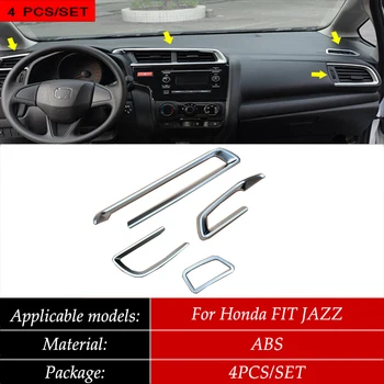 

ABS For Honda FIT JAZZ 2014 2015 2016 Accessories conditioner air Outlet vent frame covers trims Car styling decoration Stickers
