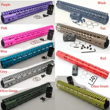 15'' inch Slim Keymod Handguard Rail Free Float System AR-15 .223/5.56 Black/Red/Tan/Purple/Blue/Pink/Olive Green/Glass Green 15'' inch Slim Keymod Handguard Rail Free Float System AR-15 .223/5.56 Black/Red/Tan/Purple/Blue/Pink/Olive Green/Glass Green