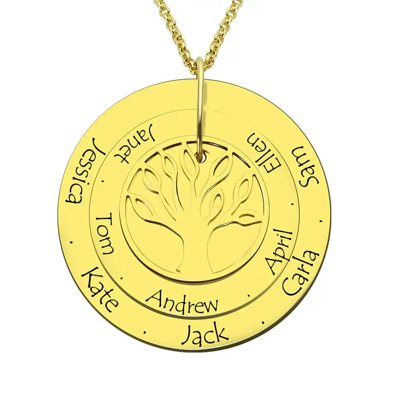 AILIN Personalized Family Tree Necklace Engraved Gold Color Disc with Names Hand Stamped Layered Disc Necklace Gift for Mother AILIN Personalized Family Tree Necklace Engraved Gold Color Disc with Names Hand Stamped Layered Disc Necklace Gift for Mother