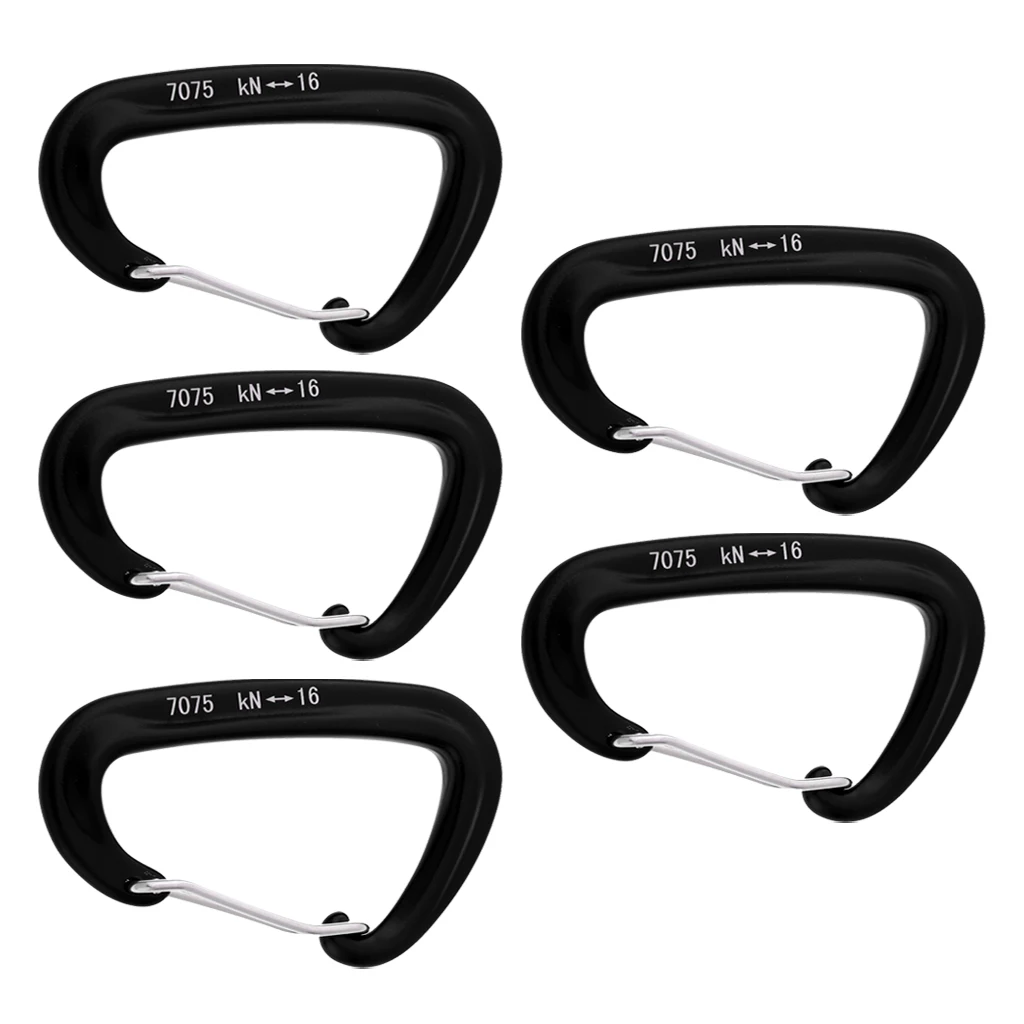 5Pcs 16kN Aluminum Wire Gate Carabiners for Climbing Rescue Hammock Swing Climbing Rescue Arborist Swing Yoga Hook