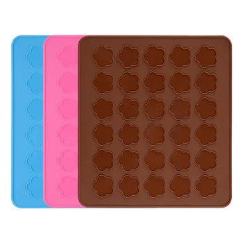 

FILBAKE Silicone Oven Mat For Macaron Pad 30 Hole Flower Shaped Chocolate Mold High Temperature Mats Dessert Kitchen Baking Tool
