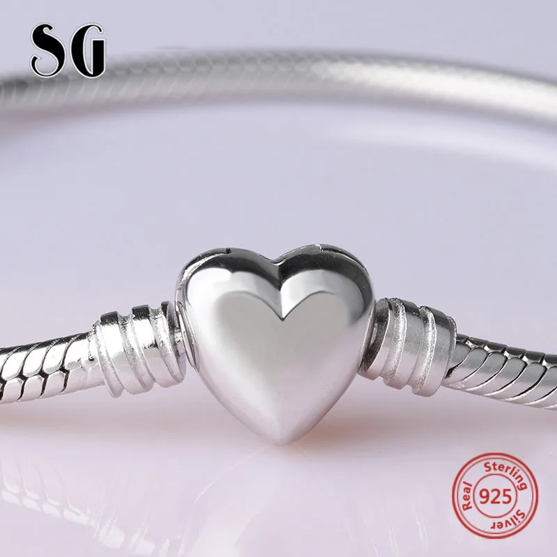 

SG Hot sale 22cm 925 Sterling Silver Snake Chain real original Charms Bracelet luxury Fashion diy Jewelry making for women gifts