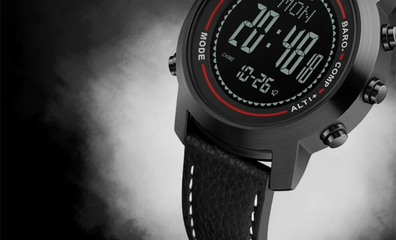 Мужские модные многофункциональные спортивные часы альпинист, альтиметр, барометр, натуральная кожа, светодиодный ремешок, цифровые наручные часы Relogio