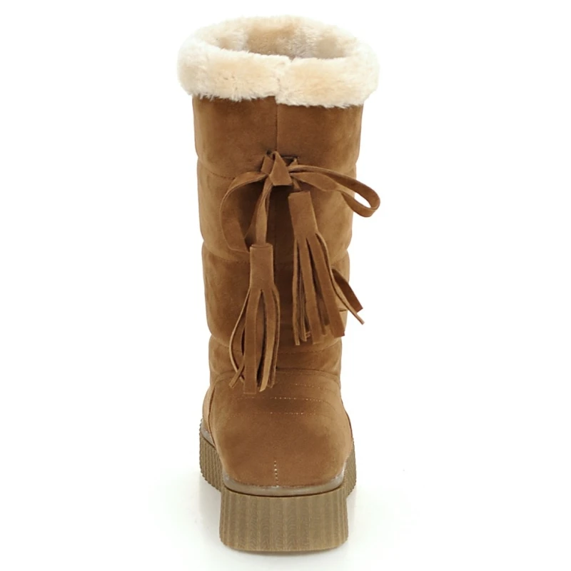 KarinLuna/ г. Новые зимние ботинки с бахромой, большие размеры 33-43 женская повседневная обувь на плоской подошве женские зимние теплые плюшевые ботинки на меху
