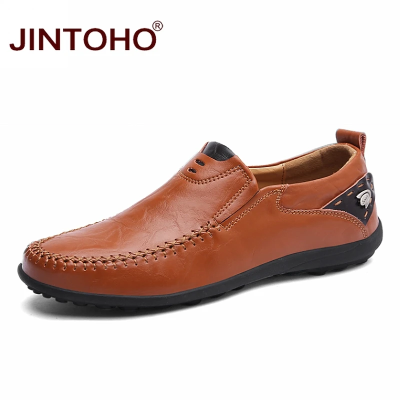 Online JINTOHO 2019 Uomini Scarpe In Pelle di Marca Mens di Modo Scarpe Da Uomo Casual Scarpe di Cuoio Degli Uomini del Cuoio Genuino Mocassini Scarpe Da Barca