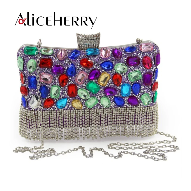 Luxury Women Party Bags Handmade Diamond Crystal Tassels Lady Evening