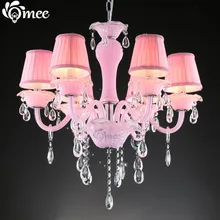 Романтическая розовая 6 головная хрустальная люстра освещение гостиная хрустальная Свеча лампа для девочек спальня блеск De Cristal Lustre Para Sala