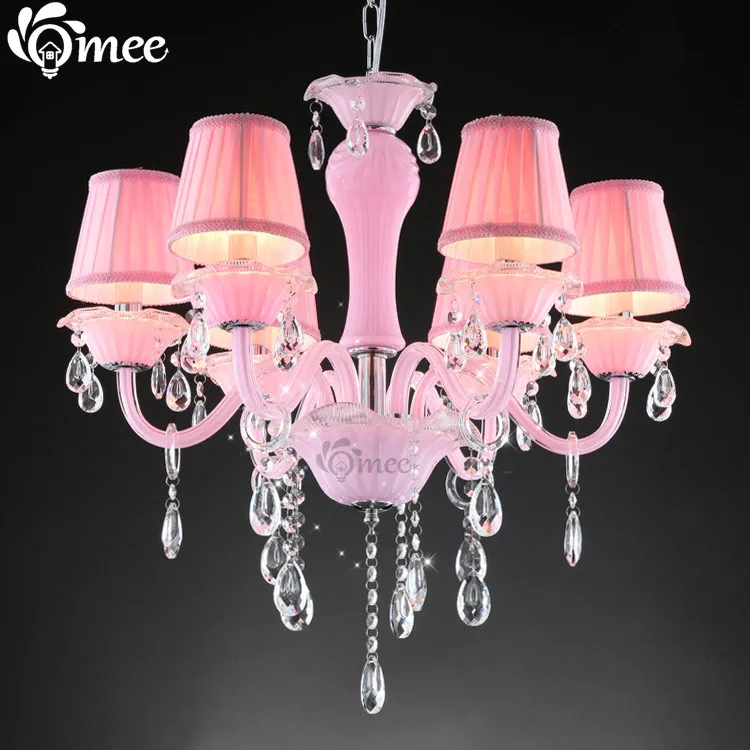 

Romantic Pink 6 Head Crystal Chandelier Lighting Living Room Crystal Candle Lamp Girl Bedroom Lustre De Cristal Lustre Para Sala