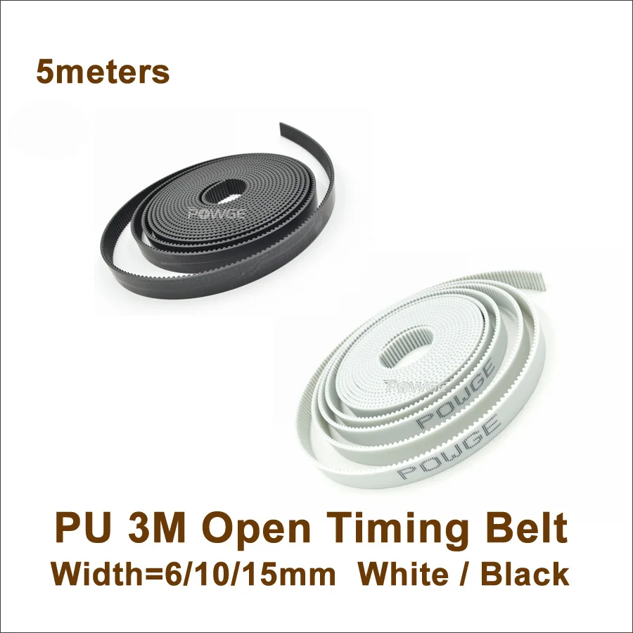 

POWGE 5meters HTD 3M Timing Belt Width 6/10/15mm HTD3M PU Open Belt 3M 15 S3M 10 Belt For CNC Laser Machine Cutting Machine