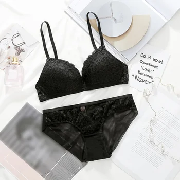 

2019 Women Sexy Lace Bra Sets Wireless Thin Bra Comfortable Underwear Lingerie Set