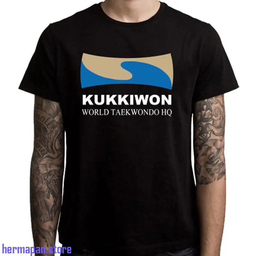 Новинка Kukkiwon World Taekwondo Logo Мужская Черная Футболка размер S до 3XL Удобная футболка
