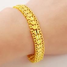 24 К золото Для женщин очарование дамы Мода сердца Ссылка браслет-цепочка для свадьбы Юбилей best продавать аксессуары и украшения ювелирные изделия