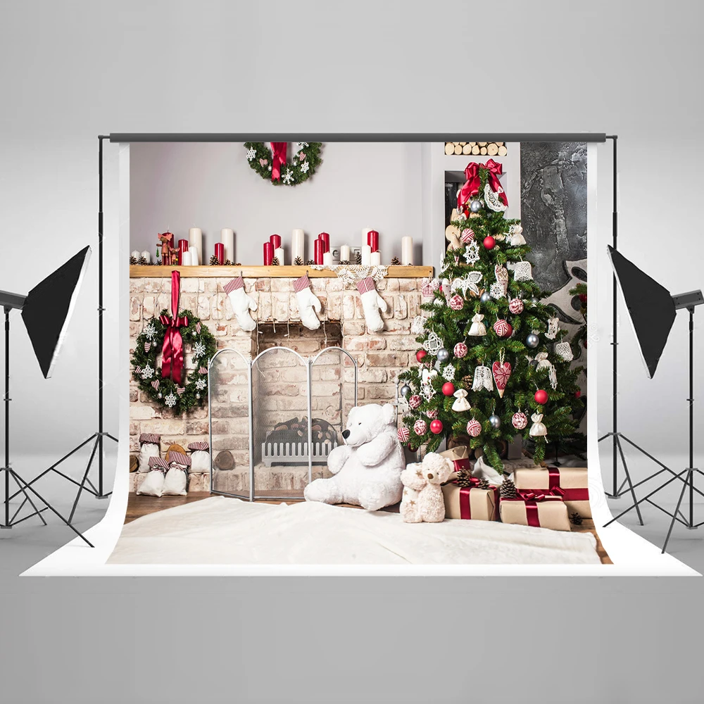 Kate Рождество фон для фото хлопок дерево Аксессуары дровах Подарки Задний план x-mas