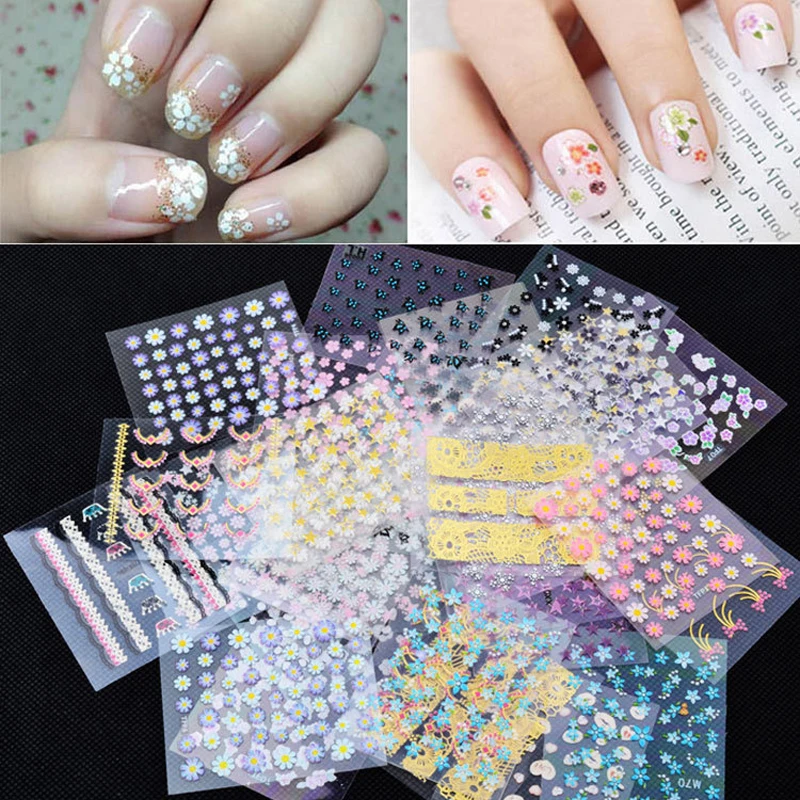 50 листов стикеры 3D на ногти Nail Art Переводные картинки, высокое качество разноцветные цветы Леопард Дизайн ногтей Типсы украшения маникюрные инструменты