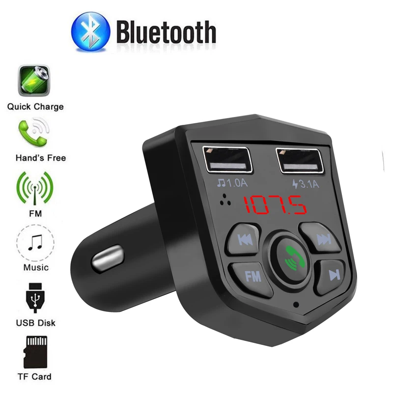 Автомобильный комплект громкой связи Bluetooth беспроводной fm-передатчик ЖК MP3-плеер 3.1A быстрое двойное USB зарядное устройство USB TF карта AUX для автомагнитолы