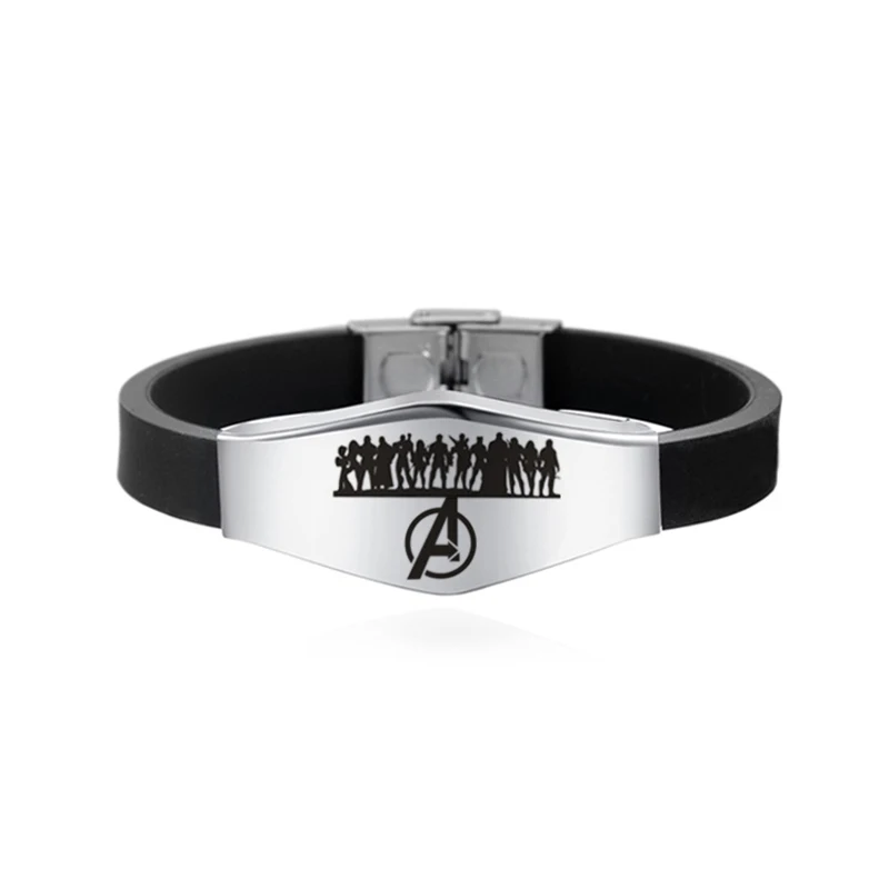 Мстители 4 браслет супер герой черный нержавеющая сталь браслет силиконовые браслеты для мужчин подарок для мальчика