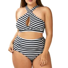 Купальник женский купальник бикини большого размера высокая Талия бикини большого размера печать пляжная одежда купальники купальные костюмы