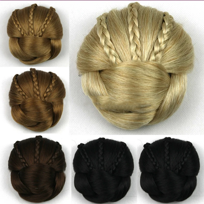 Braided Bun Hair Bride Chignon Hair Bun Clip In Hair Donut Roller