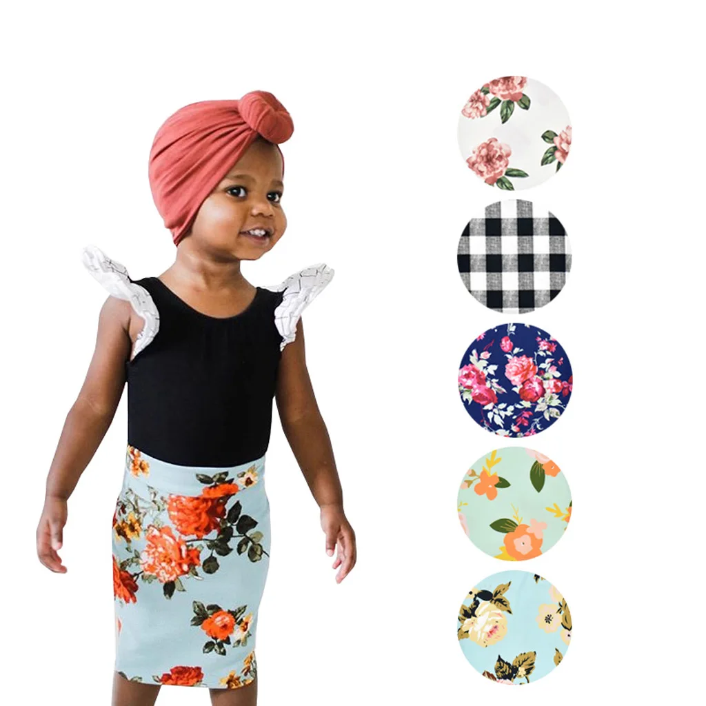 Юбки-карандаш с принтом для маленьких девочек летнее платье Детская одежда для маленьких девочек 0-3Y