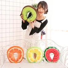 U-образная подушка для автомобильных путешествий защита шеи Поддержка автомобиля самолет спальный подушка Наночастицы массаж мягкая 3D подушка в виде фрукта