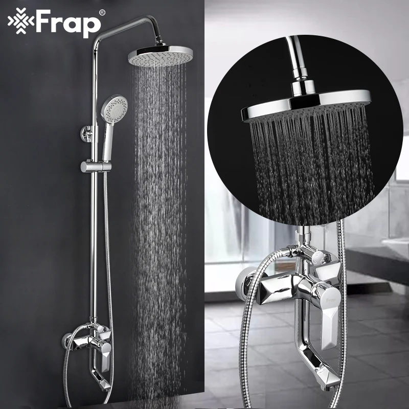 FRAP Sanitary Ware Suite bathroom shower faucet bath shower mixer taps rainfall shower head set waterfall faucet griferia