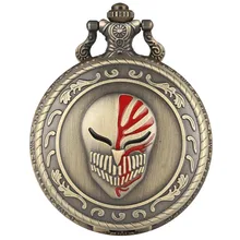 Стимпанк маска дизайн кварцевые карманные часы Прохладный Бронзовый кулон часы с брелоком ожерелье цепочка сувенирные украшения Подарки для мужчин и женщин