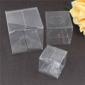 

12 pcs Square Plastic Clear PVC Boxes Transparent Waterproof Wedding Gift Box Storage Packaging Box Event&Party Supplies