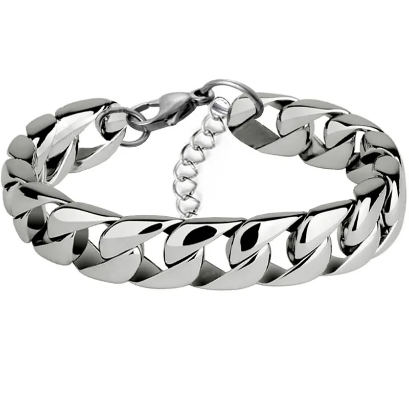 

Miami Cuban Stainless Steel Chain Bracelets Men 7mm Flat Curb Bracelet Hip Hop Rock Sports Jewelry Customize Wholesale