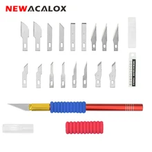 

NEWACALOX 18Pcs Hobby Blades Precision Art Wood Carving Knife Set Tools With Non-slip Handle Cover For DIY Handicraft Carving