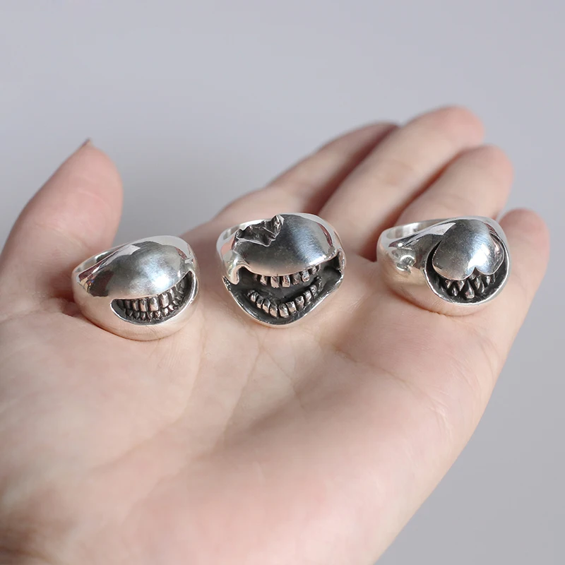 Funny Handmade Ring Cute Expression Charm Ring Cartoon Emoji Smile Face 925 Sterling Silver Ring for Boyfriend Men Women Gift Funny Handmade Ring Cute Expression Charm Ring Cartoon Emoji Smile Face 925 Sterling Silver Ring for Boyfriend Men Women Gift