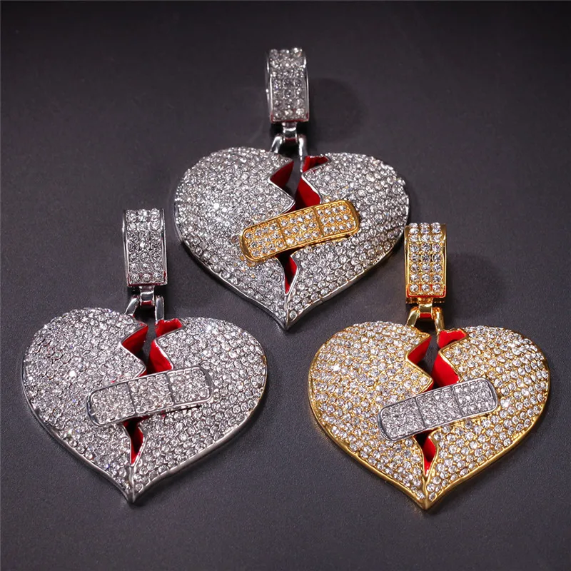 Broken heart bandaid necklace pendant