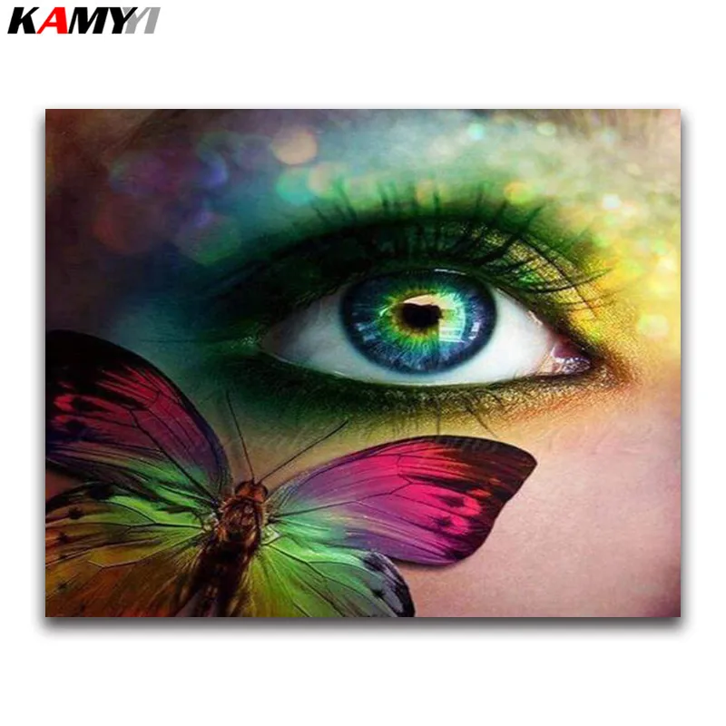 

5D DIY Diamond painting Cross stitch Cartoon butterfly Full square Diamond embroidery Portrait eye round Diamond mosaic Beauty 3