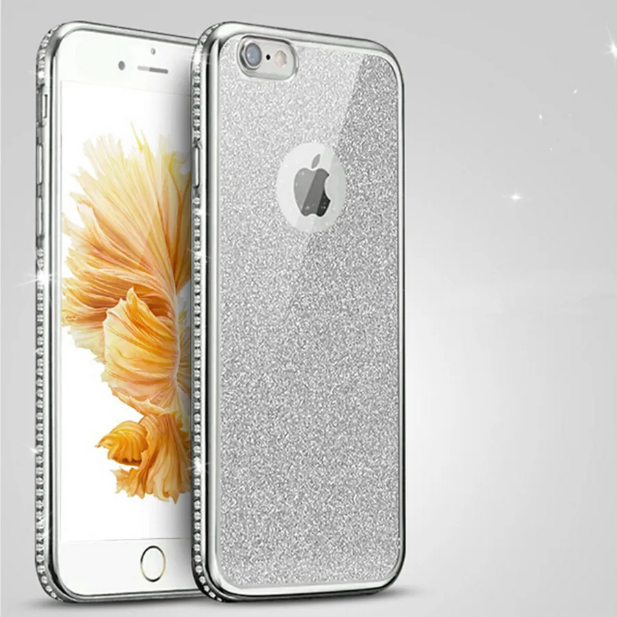 Роскошный Алмазный ТПУ блестки чехол для iPhone 7 X Bling 6 S Plus 5 SE милый силиконовый