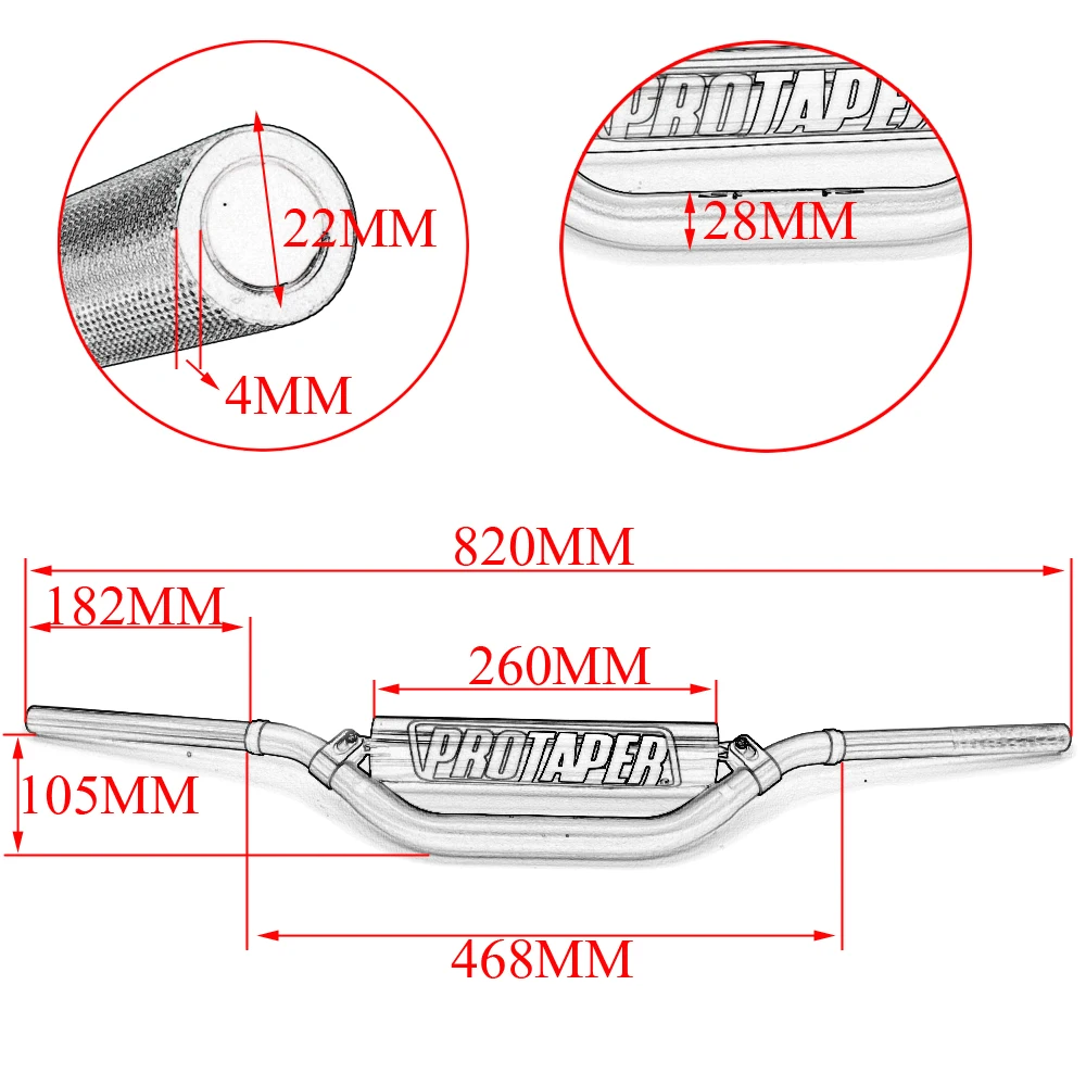  ũν Ʈ Ʈ ũ ATV EXC CRF WRF YZF KLX RMZ ο  , Ż ڵ , 1 1/8 ġ, 28mm