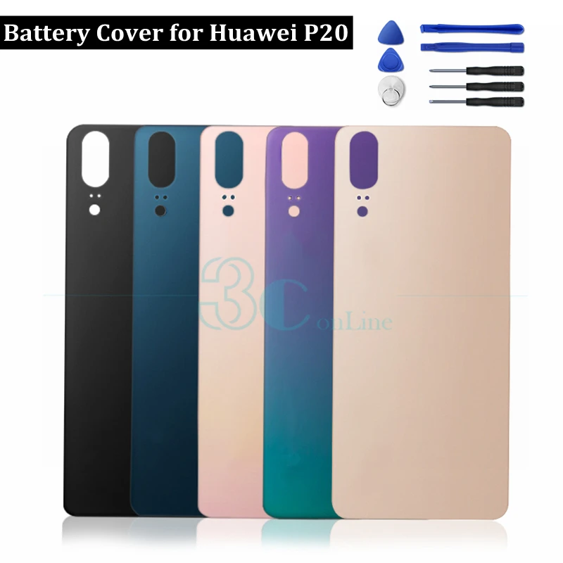 Корпус двери для Huawei P20 Задняя крышка батареи стеклянная панель ПК и клей Замена
