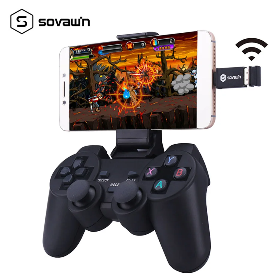 2.4g беспроводное устройство Android геймпад джойстик контроллер компьютер Joypad с держатель телефона для ПК мобильный телефон ТВ коробка