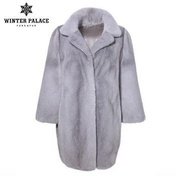 

Sapphire color mink fur coat suit collar import fur coat velvet grade mink fur coat fashion winter fur coats for women