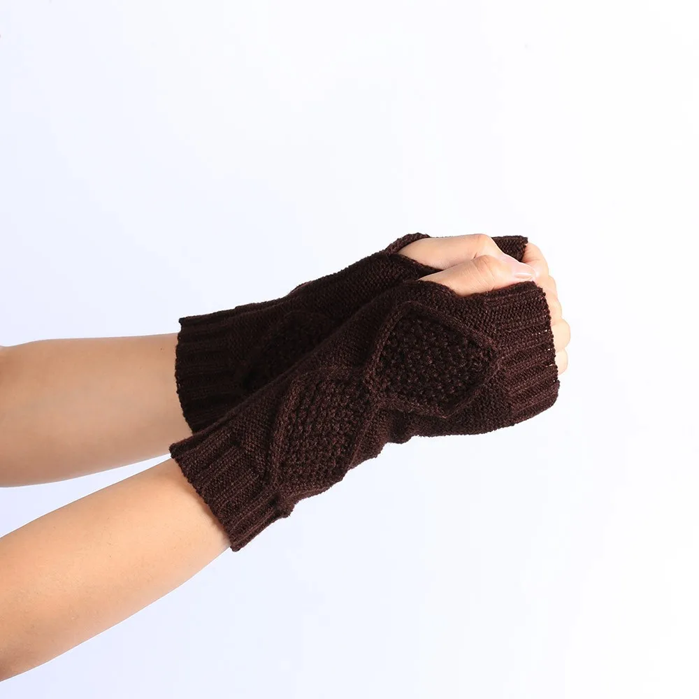 Модные вязаные теплые зимние перчатки без пальцев, мягкие теплые варежки L50/1224