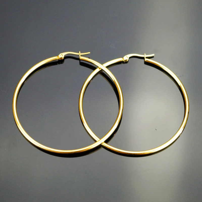 

Diameter:20-70mm Gold Silver Big Circle Classic Hoop Earrings 18K Rose Gold/Stainless Steel For Women Wholesale HZE036B