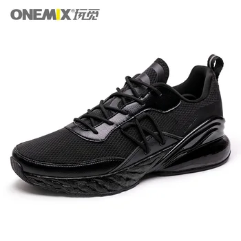 

ONEMIX Fashion Men Casual Shoes Black Breathable Textile Upper Summer Sneakers Lightweight Outdoor Sport Trainers