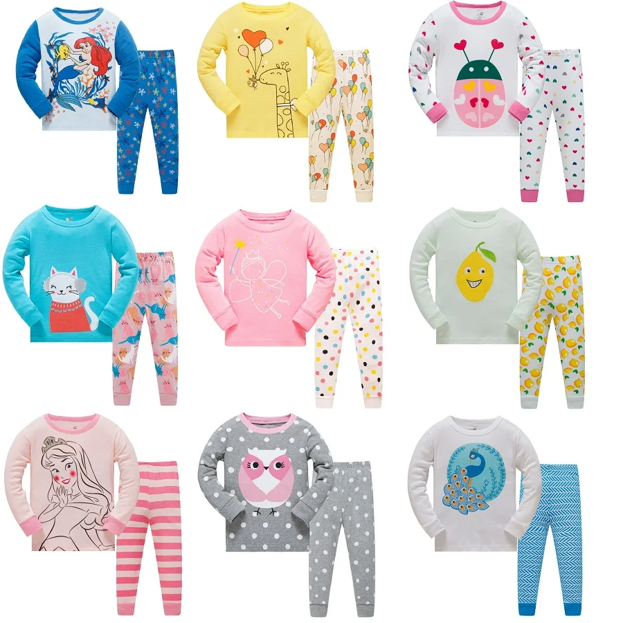 

2021 children Autumn Pajamas Clothing Set Girls Cartoon Sleepwear Suit Set Kids Long-Sleeved+Pant 2-Piece Baby Clothes