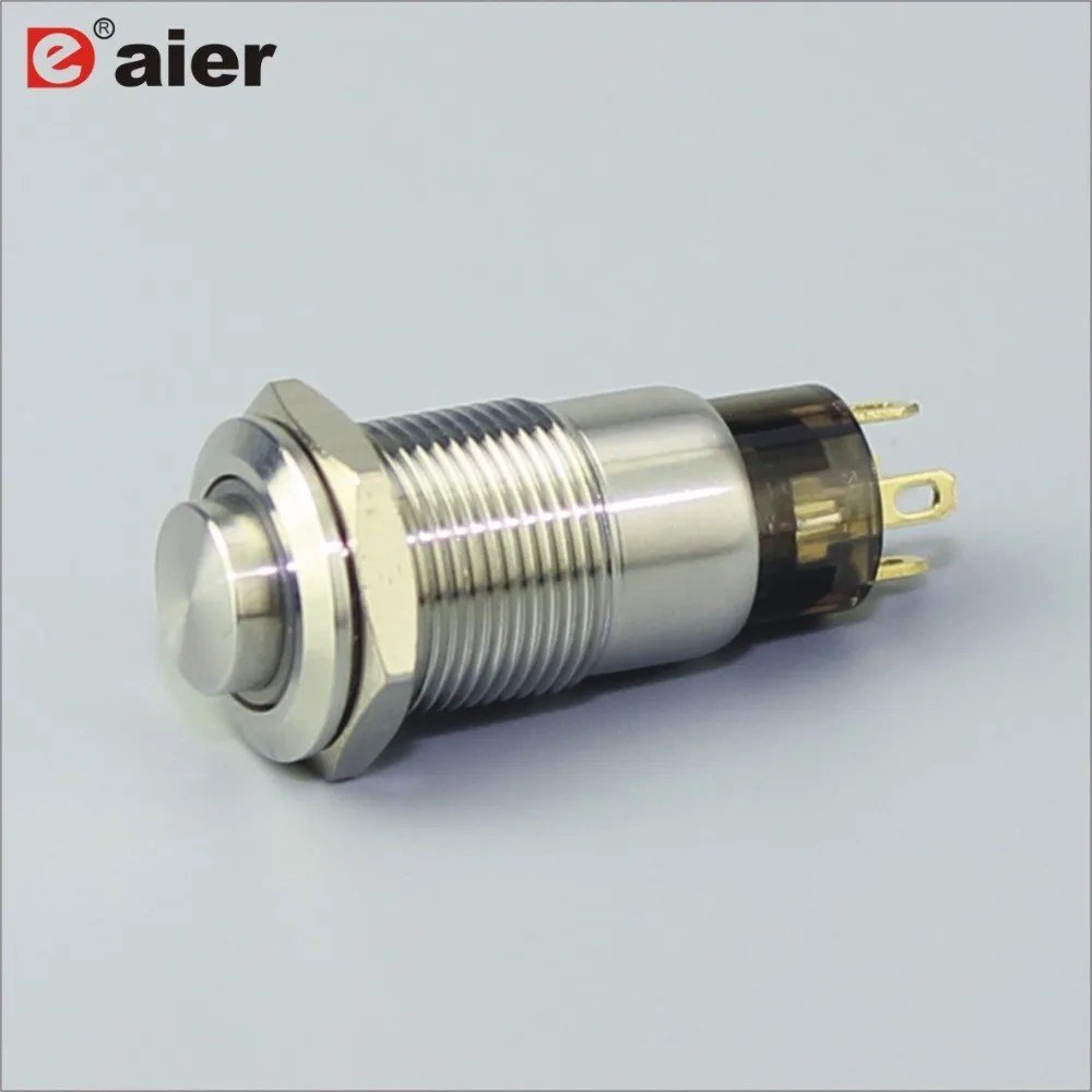 

3Pcs OFF/ON SPST Push Button Switch Latching High Button Switches Single Pole 2A 250VAC 12MM Metal 4 Pins With 12V/220V Ring LED