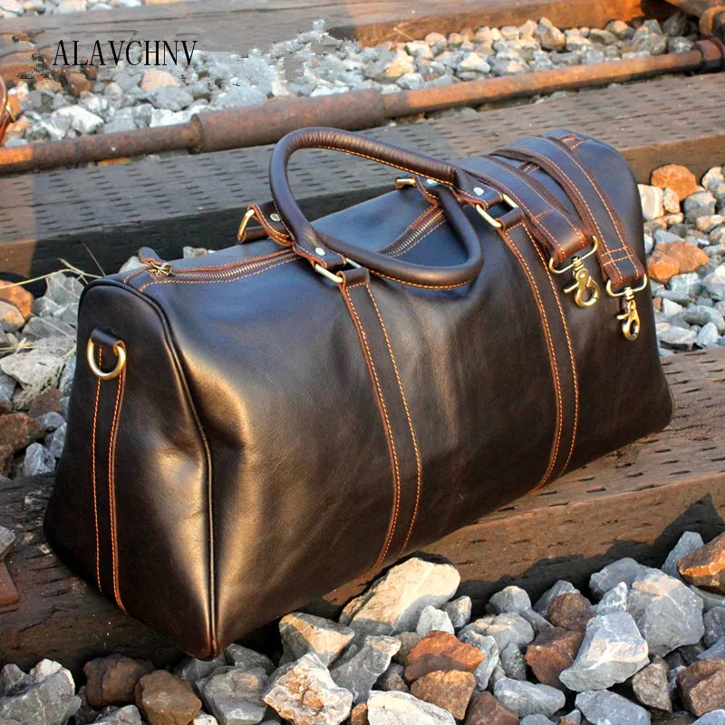 

ALAVCHNV Europe and the United States men's mad horse leather business travel shoulder bag large-capacity travel bag A005