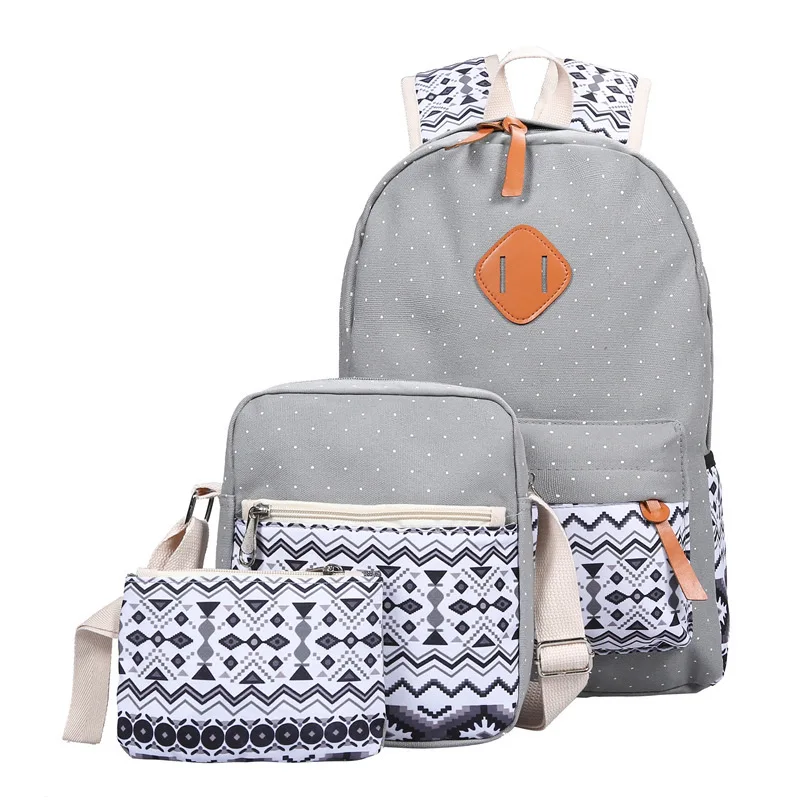 TTOU женский модный рюкзак с принтом, повседневные школьные сумки для девочек-подростков, милый черный набор, рюкзаки для путешествий, женский рюкзак - Цвет: Grey