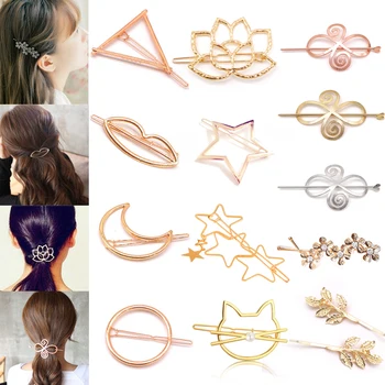 

Fashion Woman Hair Accessories Triangle Hair Clip Pin Metal Geometric Alloy Hairgrips Circle Barrette Girls Holder Tiara