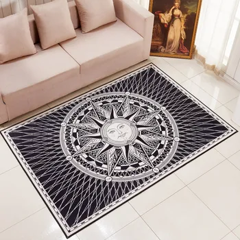 

Totem Square Mat Printed Soft Carpet Black and White Bath Rugs Non-slip Kids Doormats for Living Room 5 Sizes