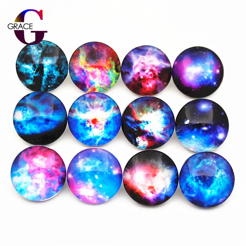 

10pcs Mixed Beautiful Exotic Pattern & Styles Charms 18mm Glass Starry sky Snap Buttons For DIY Bracelet&Bangle Snaps Jewelry