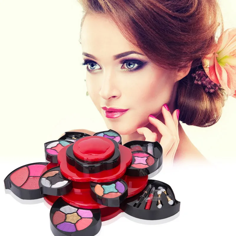 2016 Nouveau De Base Adulte Fleur Style Maquillage Set Fard À Paupières Fondation Blush Poudre Rouge À Lèvres Kit Make Up Kits C..