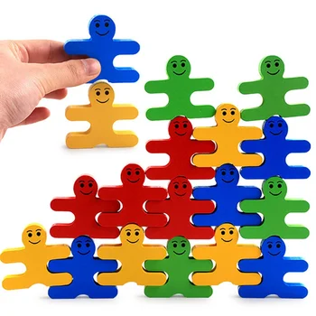 

16Pcs/Set Baby Toys Educational Balance Blocks Toy Cartoon Colorful Balancing Block Wooden Toys For Children
